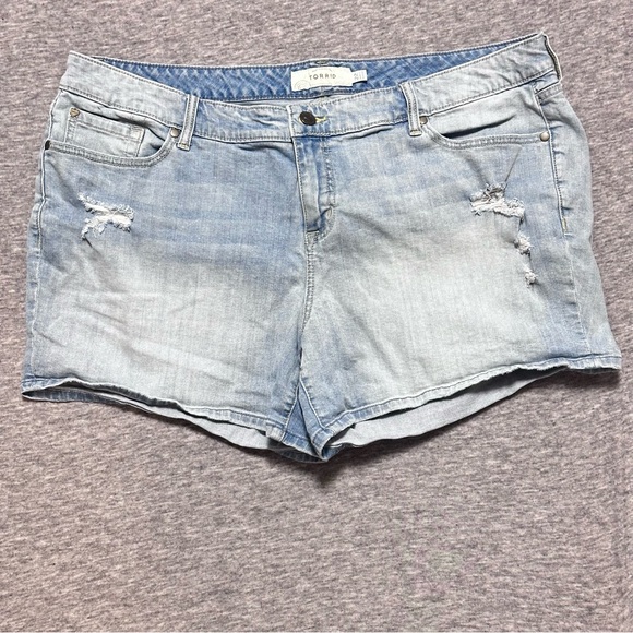 torrid Pants - TORRID Jean Shorts Cotton Spandex Factory Distressed stretch Blue Woman Size 22